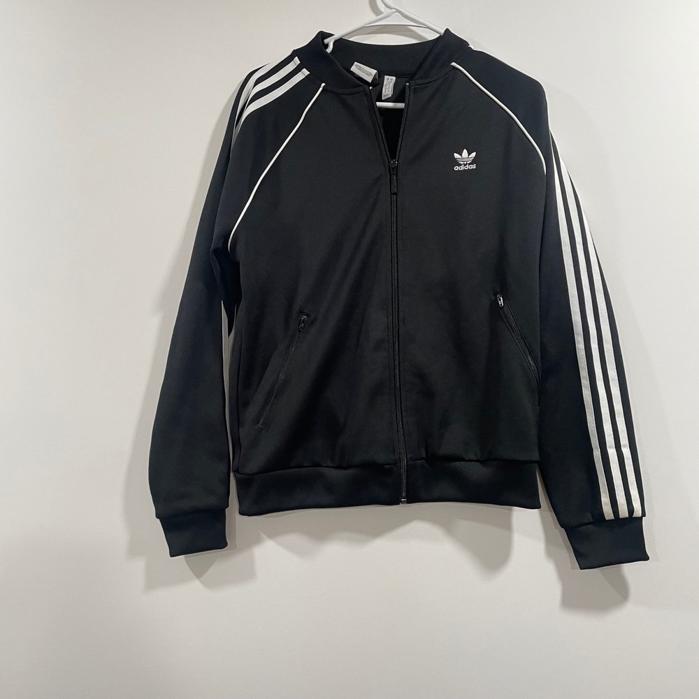 Adidas Originals SST Track Jacket Mens Medium Black White Trefoil Full Zip Logo